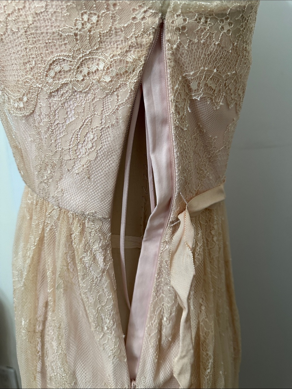 One-Shoulder Lace A-Line Dress in Blush - Picture 9 of 13